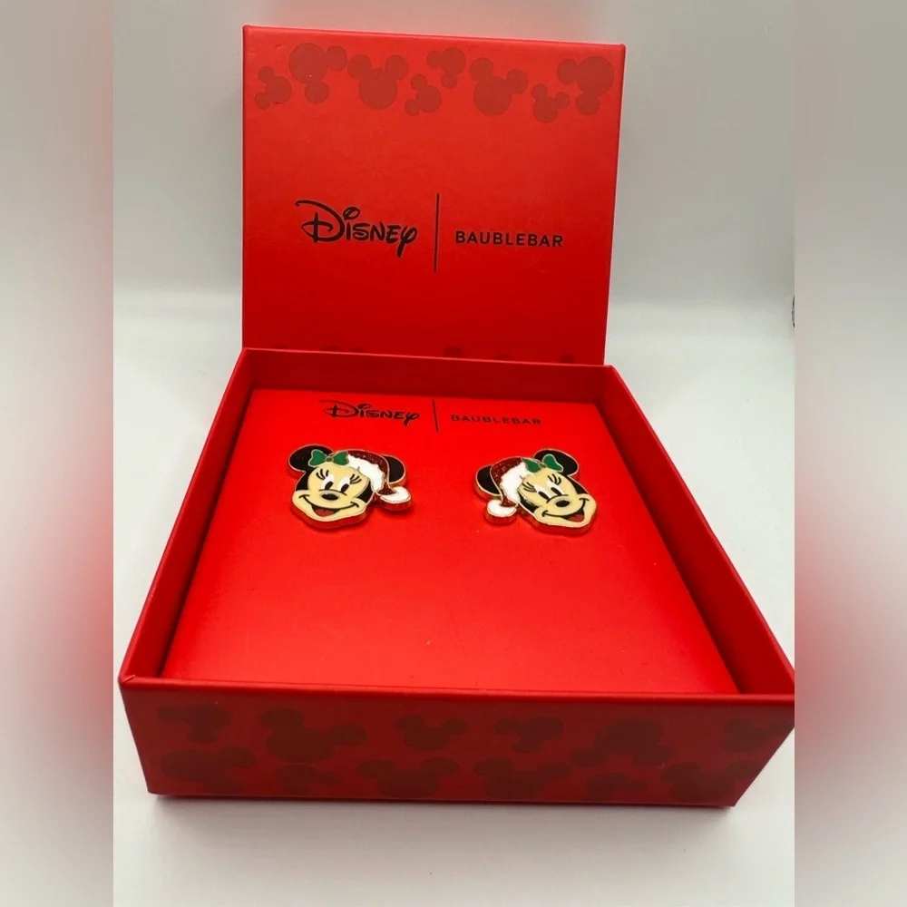 BaubleBar Disney Santa Minnie earrings NIB - Picture 2 of 4